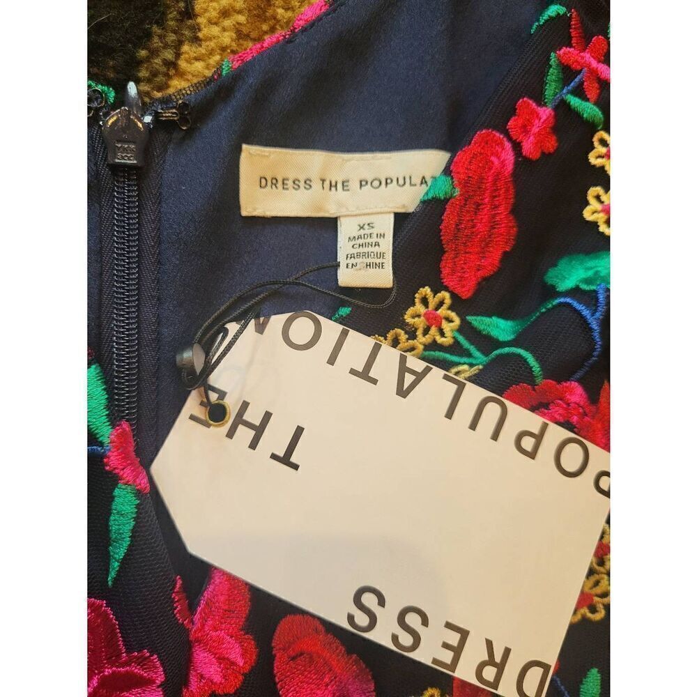 NWT Dress the Population Dress Women's XS Multicolor Aurora Plunge Bodycon Midi - Picture 5 of 9